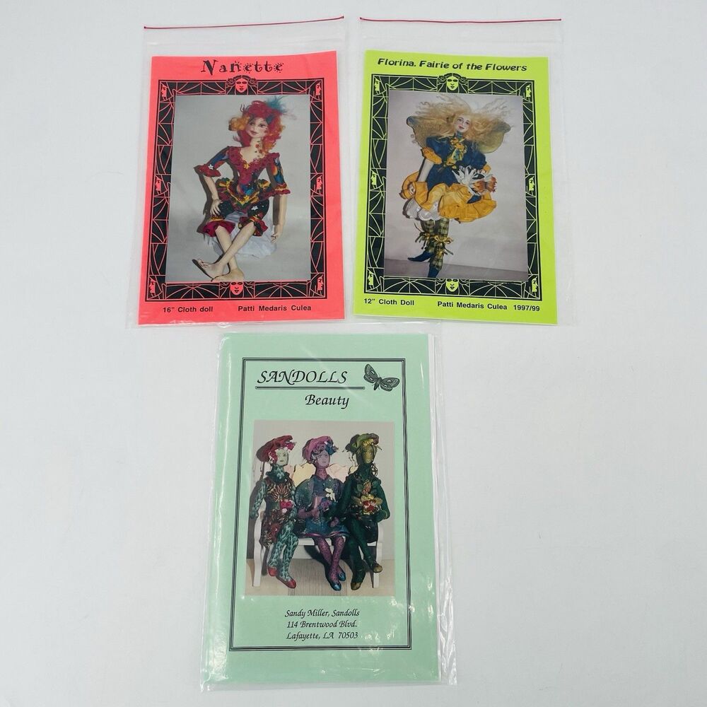 Patti Medaris Culea Sandy Miller Cloth Doll Sewing Patterns Lot of 3 Uncut NOS